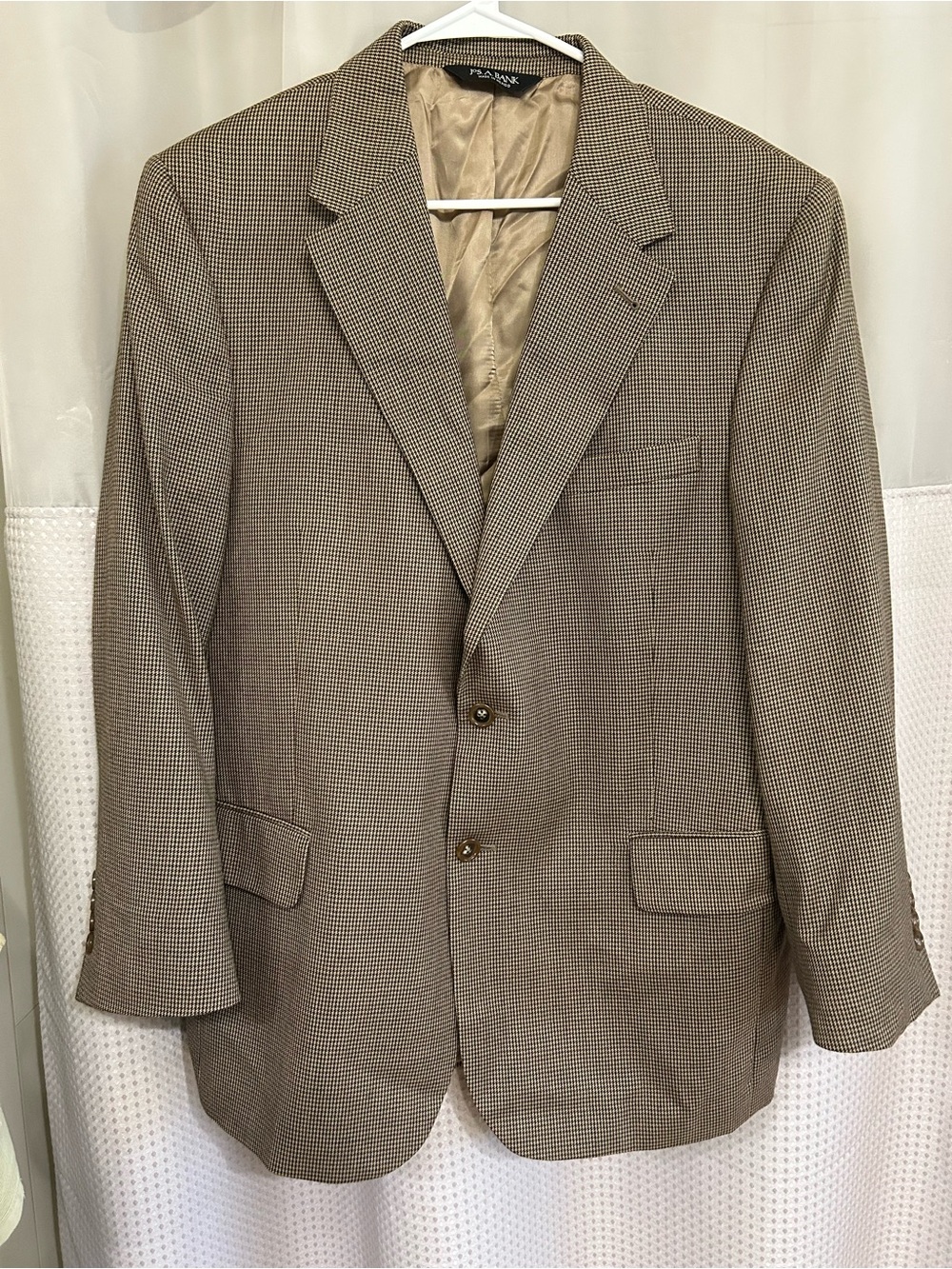 Jos. A. Bank Men's Brown Micro Houndstooth Sport Coat 100% wool size 42SH